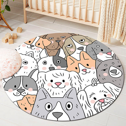 Rynx | Kids Style Baby Room Rug Multicolor Comics Animal Area Rug Synthetic Stain Resistant Washable Non-Slip Rug