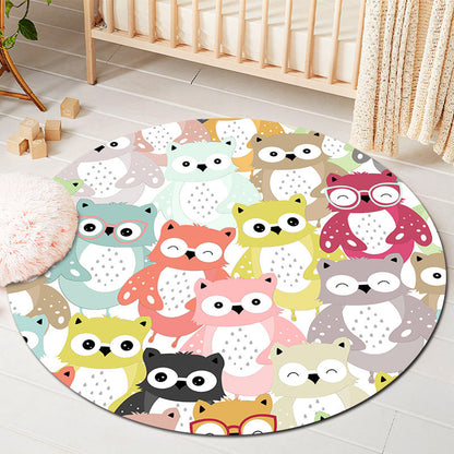 Rynx | Kids Style Baby Room Rug Multicolor Comics Animal Area Rug Synthetic Stain Resistant Washable Non-Slip Rug