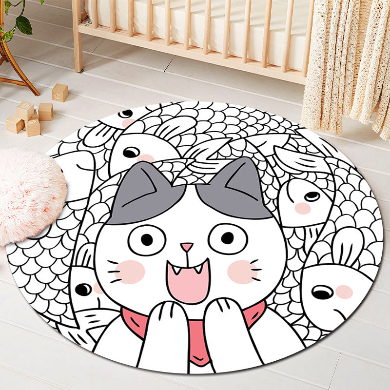 Rynx | Kids Style Baby Room Rug Multicolor Comics Animal Area Rug Synthetic Stain Resistant Washable Non-Slip Rug