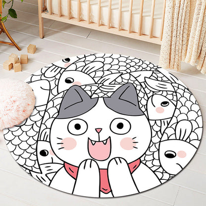 Rynx | Kids Style Baby Room Rug Multicolor Comics Animal Area Rug Synthetic Stain Resistant Washable Non-Slip Rug