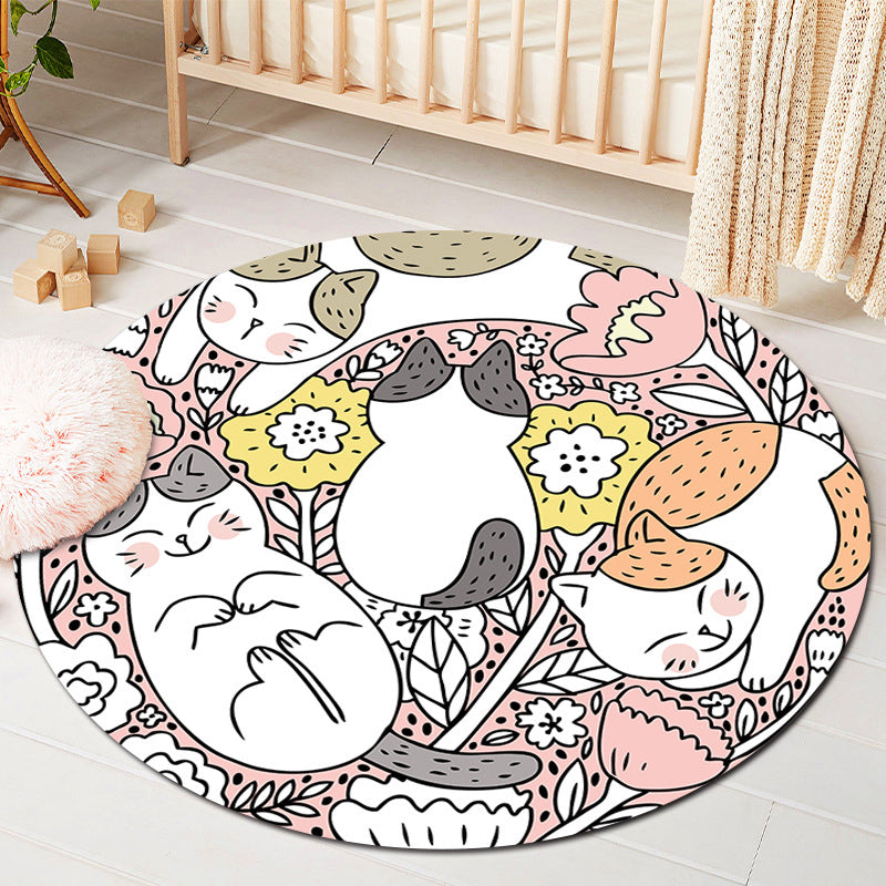 Rynx | Kids Style Baby Room Rug Multicolor Comics Animal Area Rug Synthetic Stain Resistant Washable Non-Slip Rug