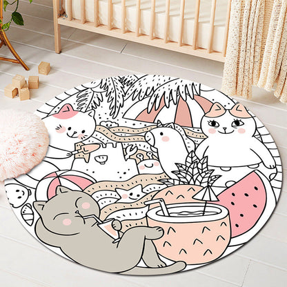Rynx | Kids Style Baby Room Rug Multicolor Comics Animal Area Rug Synthetic Stain Resistant Washable Non-Slip Rug