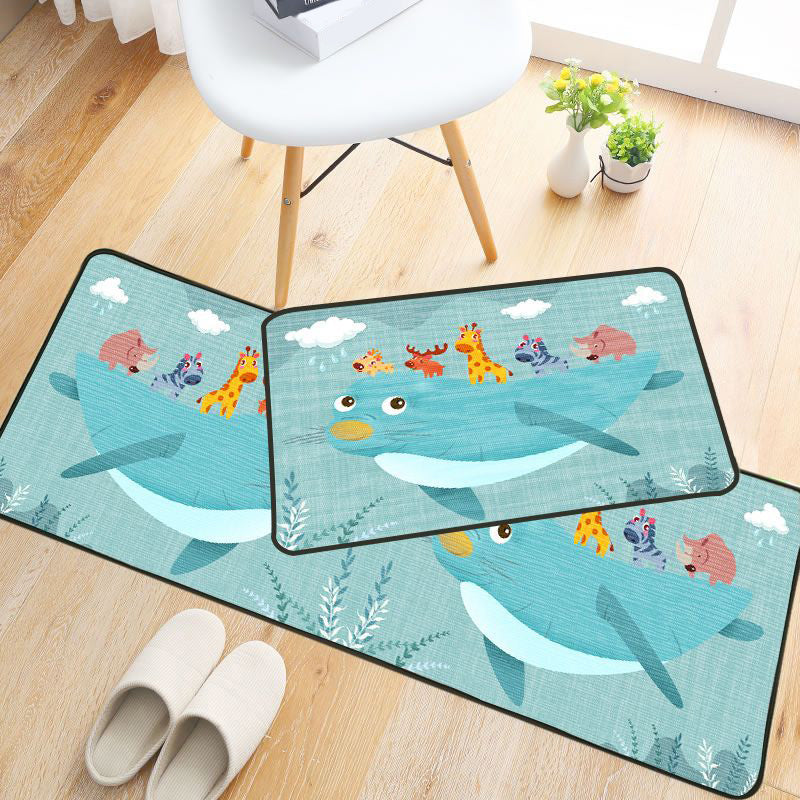Rynx | Childlike Animal Pattern Carpet Multicolored Cartoon Carpet Synthetic Non-Slip Machine Washable Stain Resistant Carpet for the Children's Room