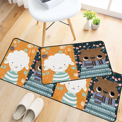 Rynx | Childlike Animal Pattern Carpet Multicolored Cartoon Carpet Synthetic Non-Slip Machine Washable Stain Resistant Carpet for the Children's Room