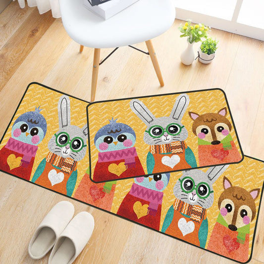Rynx | Childlike Animal Pattern Carpet Multicolored Cartoon Carpet Synthetic Non-Slip Machine Washable Stain Resistant Carpet for the Children's Room