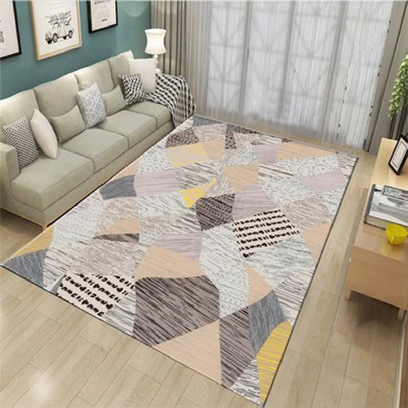 Rynx | Multi Color Modern Area Rug Synthetic Geometric Color Block Rug Machine Washable Stain Resistant Non-Slip Backing Carpet for Room