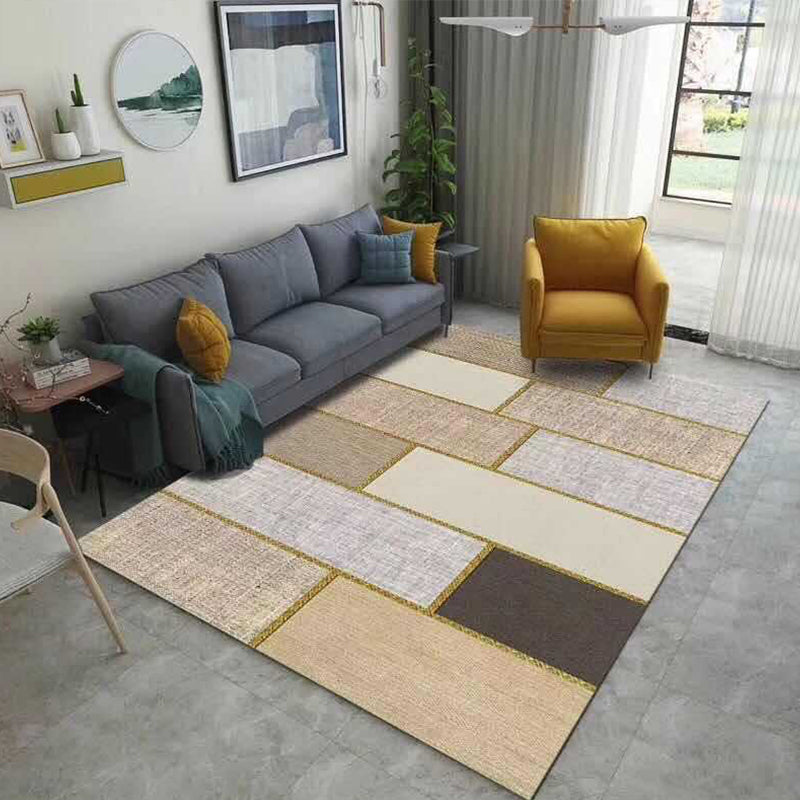 Rynx | Multi Color Modern Area Rug Synthetic Geometric Color Block Rug Machine Washable Stain Resistant Non-Slip Backing Carpet for Room