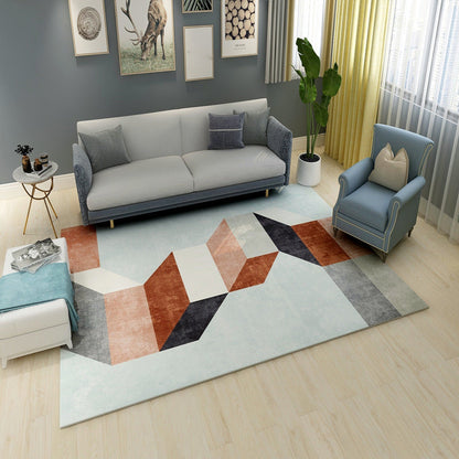 Rynx | Multi colored geometric block rug synthetic Scandinavian rug machine washable pet friendly non-slip rug for living room
