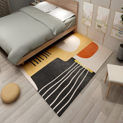 Rynx | Multi colored geometric block rug synthetic Scandinavian rug machine washable pet friendly non-slip rug for living room