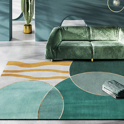 Rynx | Retro Abstract Line Art Rug Multicolored Mid-Century Rug Synthetic Washable Stain Resistant Non-Slip Rug for the Living Room
