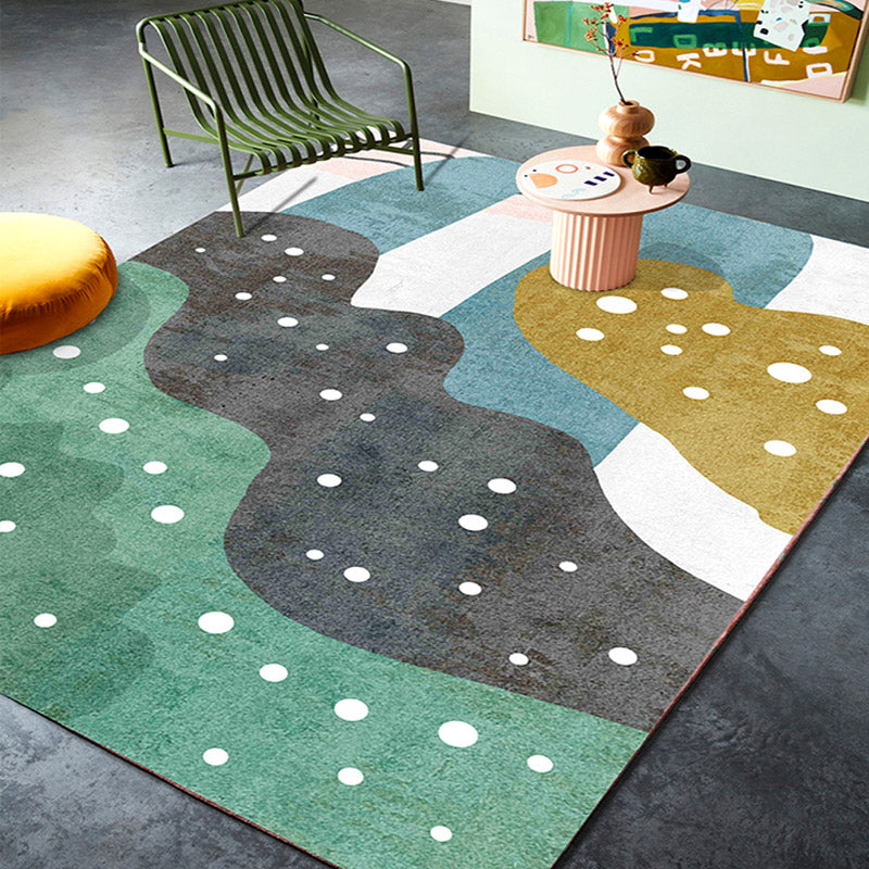 Rynx | Retro Abstract Line Art Rug Multicolored Mid-Century Rug Synthetic Washable Stain Resistant Non-Slip Rug for the Living Room