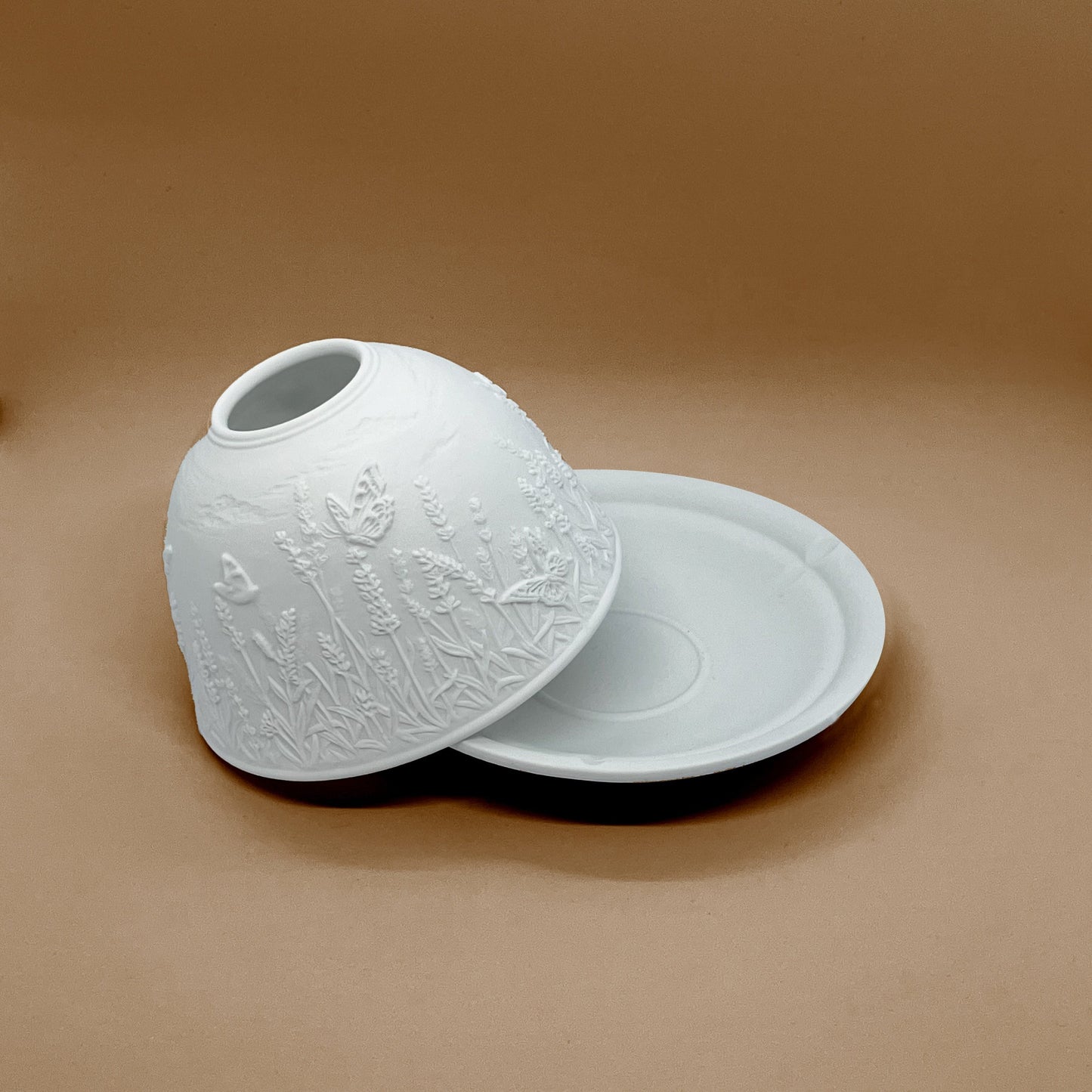 Rynx | Porcelain Tealight Holder Set - Lavender Butterfly Design, 3D Candle Holder for Living Room and Dining Table Decoration