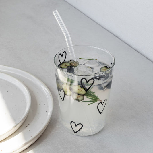Rynx | Drinking Glass Hearts Black