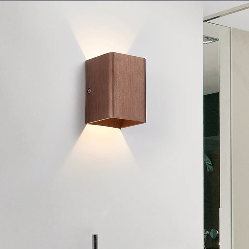 Rynx | Cubist Metal Up and Down Wall Lamp Contemporary Bronze/Gold/White LED Wall Light for Living Room
