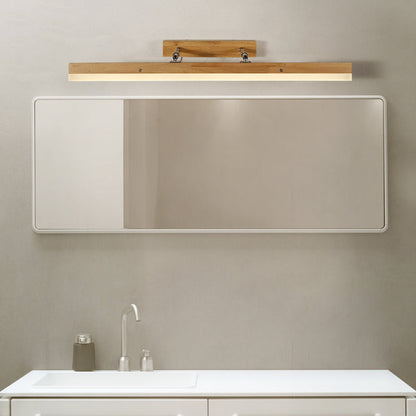 Rynx | Linear Vanity Light Contemporary Wood Led Beige Wall Mounted Vanity Lamp in White/Warm Light, 16"/23.5"/31.5" Wide