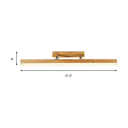 Rynx | Linear Vanity Light Contemporary Wood Led Beige Wall Mounted Vanity Lamp in White/Warm Light, 16"/23.5"/31.5" Wide