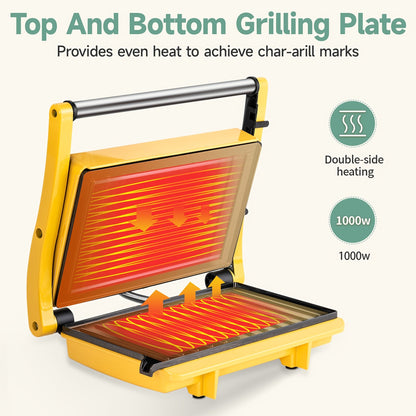Rynx | 180-Degree 3-in-1 Electric Indoor Grill and Panini Press - Non-Stick Cooking Plates, Floating Hinge, Grease Tray
