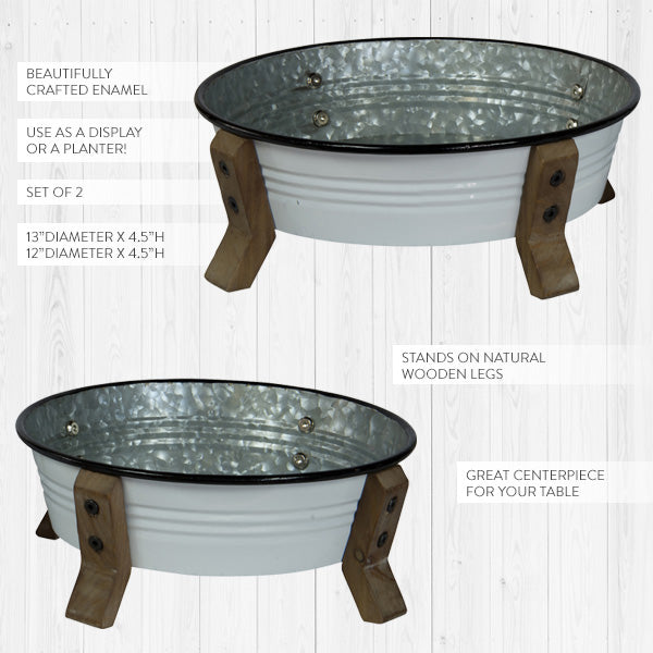 Rynx | Enamel Basins Plant Pots, Set of 2