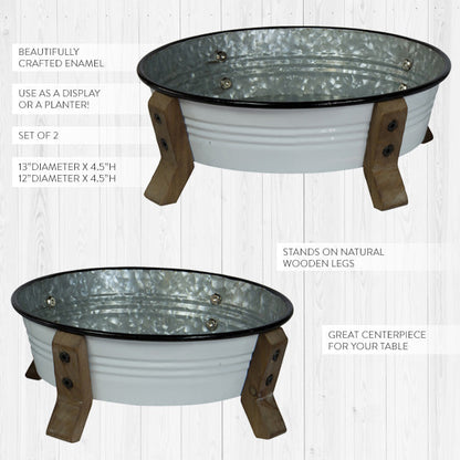 Rynx | Enamel Basins Plant Pots, Set of 2