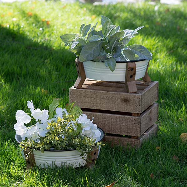 Rynx | Enamel Basins Plant Pots, Set of 2