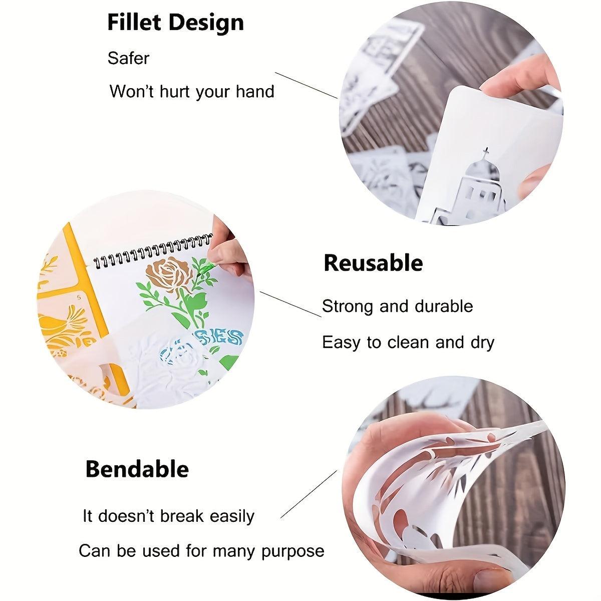 Rynx | 12-piece reusable flower stencil set with cherry blossom and ivy patterns