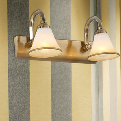 Rynx | Brass Bell Shape Wall Light Classic Satin Glass 2/3/4 Lights Bathroom Sconce Lamp