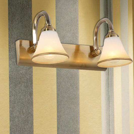 Rynx | Brass Bell Shape Wall Light Classic Satin Glass 2/3/4 Lights Bathroom Sconce Lamp