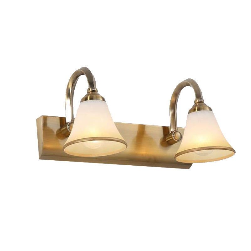 Rynx | Brass Bell Shape Wall Light Classic Satin Glass 2/3/4 Lights Bathroom Sconce Lamp