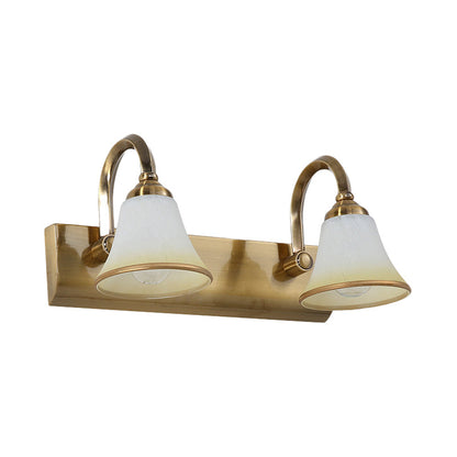 Rynx | Brass Bell Shape Wall Light Classic Satin Glass 2/3/4 Lights Bathroom Sconce Lamp