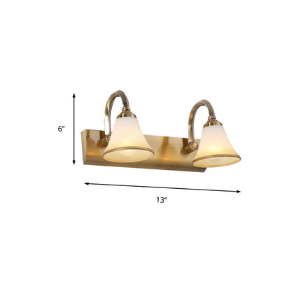 Rynx | Brass Bell Shape Wall Light Classic Satin Glass 2/3/4 Lights Bathroom Sconce Lamp