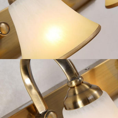 Rynx | Brass Bell Shape Wall Light Classic Satin Glass 2/3/4 Lights Bathroom Sconce Lamp