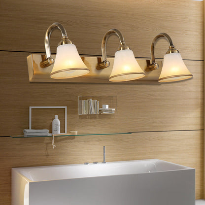 Rynx | Brass Bell Shape Wall Light Classic Satin Glass 2/3/4 Lights Bathroom Sconce Lamp