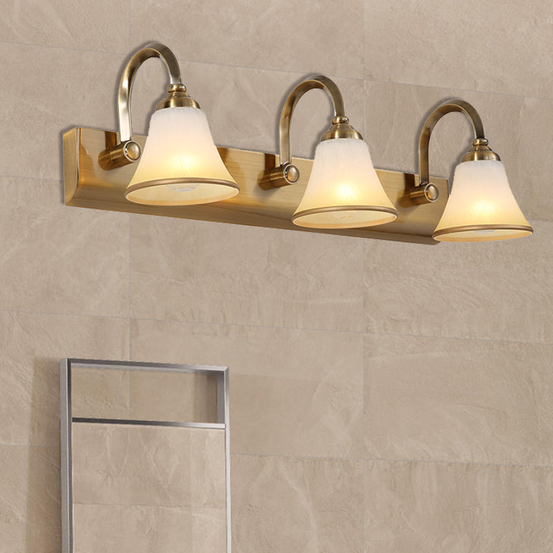 Rynx | Brass Bell Shape Wall Light Classic Satin Glass 2/3/4 Lights Bathroom Sconce Lamp
