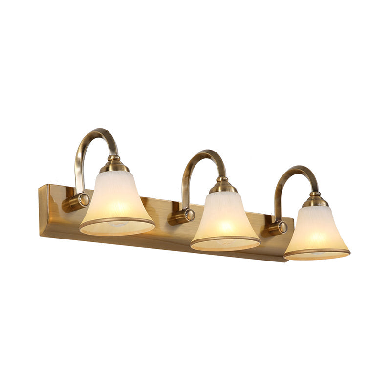 Rynx | Brass Bell Shape Wall Light Classic Satin Glass 2/3/4 Lights Bathroom Sconce Lamp
