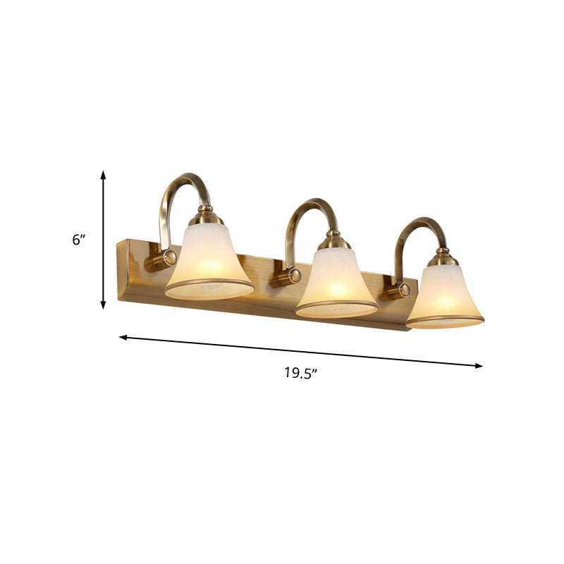 Rynx | Brass Bell Shape Wall Light Classic Satin Glass 2/3/4 Lights Bathroom Sconce Lamp
