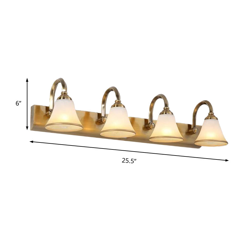 Rynx | Brass Bell Shape Wall Light Classic Satin Glass 2/3/4 Lights Bathroom Sconce Lamp
