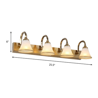Rynx | Brass Bell Shape Wall Light Classic Satin Glass 2/3/4 Lights Bathroom Sconce Lamp