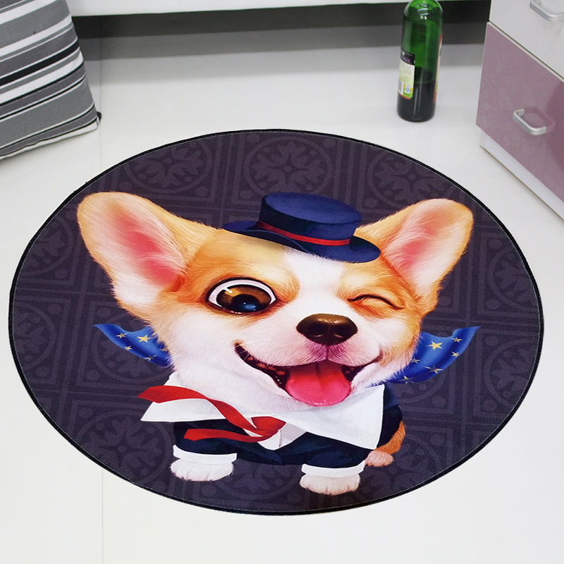 Rynx | Cute Pet Patterned Rug Multi Colored Cartoon Carpet Cotton Stain Resistant Non-Slip Backing Pet Friendly Rug for Bedroom