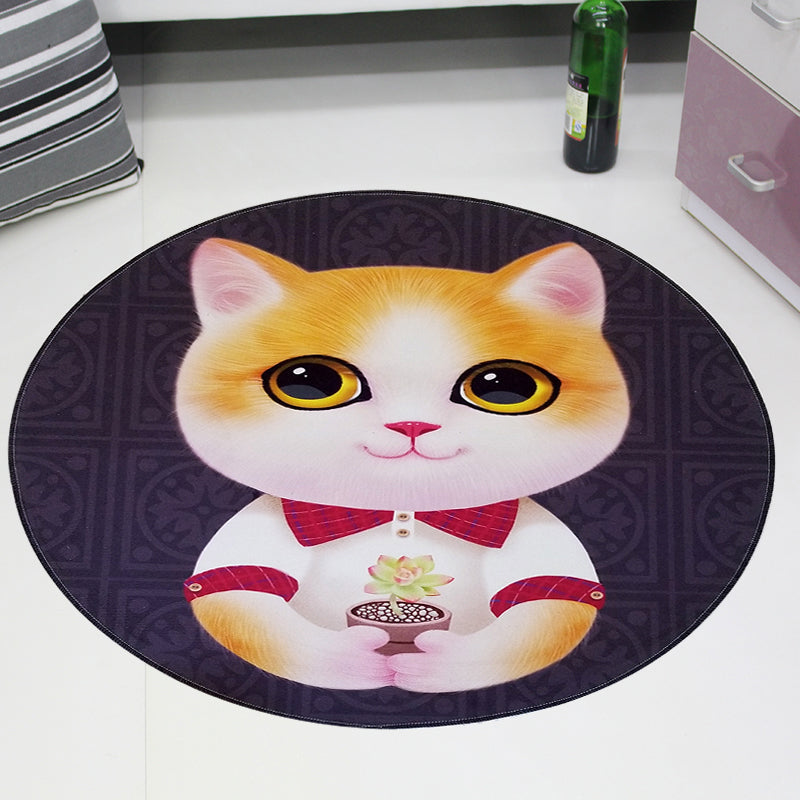 Rynx | Cute Pet Patterned Rug Multi Colored Cartoon Carpet Cotton Stain Resistant Non-Slip Backing Pet Friendly Rug for Bedroom