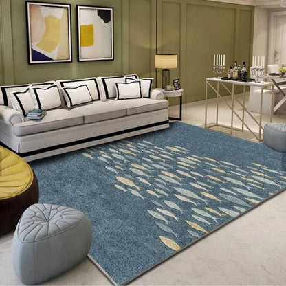 Rynx | Multi-Colored Plant Print Rug Polyester Nordic Carpet Stain Resistant Pet Friendly Non-Slip Rug for Family Room