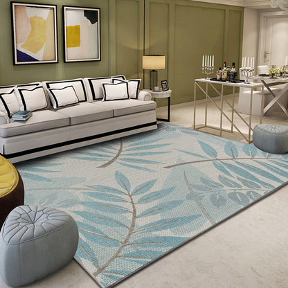 Rynx | Multi-Colored Plant Print Rug Polyester Nordic Carpet Stain Resistant Pet Friendly Non-Slip Rug for Family Room