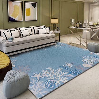 Rynx | Multi-Colored Plant Print Rug Polyester Nordic Carpet Stain Resistant Pet Friendly Non-Slip Rug for Family Room