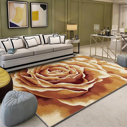Rynx | Multi-Colored Plant Print Rug Polyester Nordic Carpet Stain Resistant Pet Friendly Non-Slip Rug for Family Room