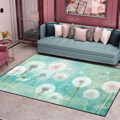 Rynx | Multi-Colored Plant Print Rug Polyester Nordic Carpet Stain Resistant Pet Friendly Non-Slip Rug for Family Room