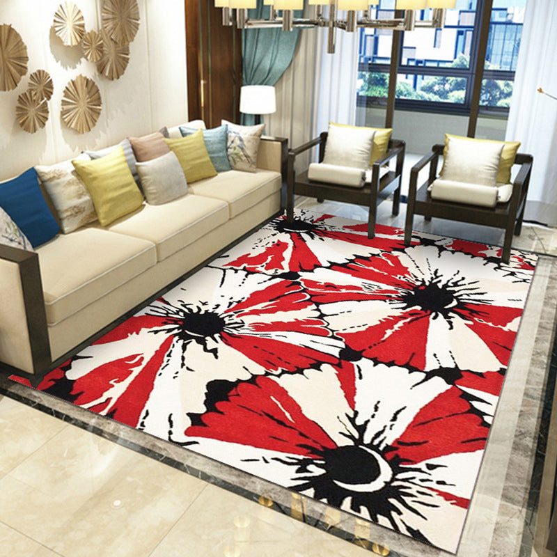 Rynx | Gorgeous Multi Colored Modern Rug Polyester Flower Blossom Rug Pet Friendly Anti-Slip Stain Resistant Carpet for Home