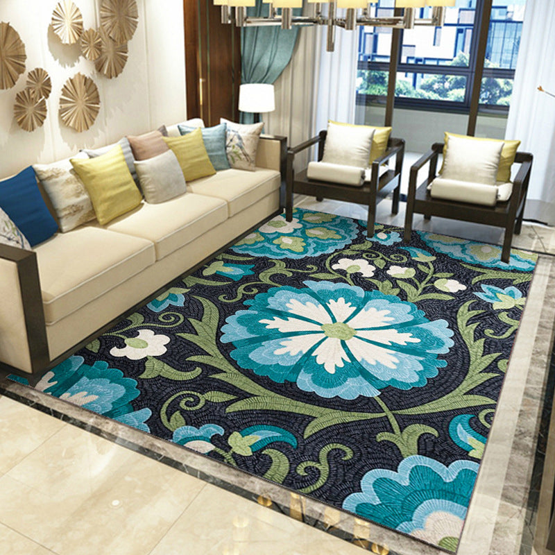 Rynx | Gorgeous Multi Colored Modern Rug Polyester Flower Blossom Rug Pet Friendly Anti-Slip Stain Resistant Carpet for Home