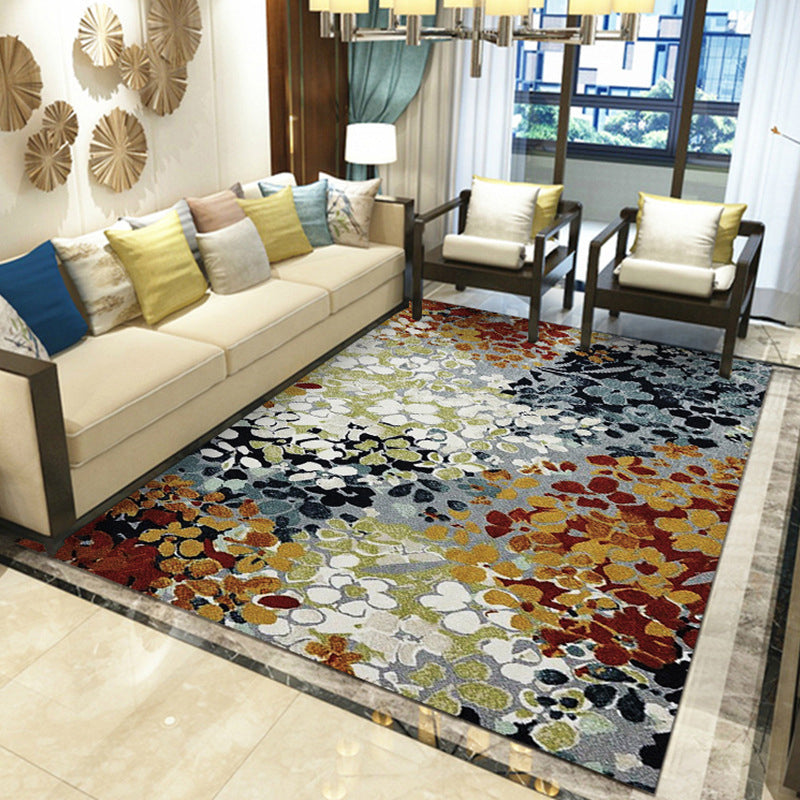 Rynx | Gorgeous Multi Colored Modern Rug Polyester Flower Blossom Rug Pet Friendly Anti-Slip Stain Resistant Carpet for Home