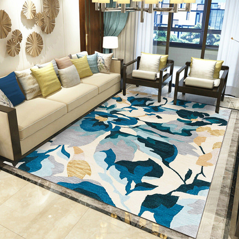Rynx | Gorgeous Multi Colored Modern Rug Polyester Flower Blossom Rug Pet Friendly Anti-Slip Stain Resistant Carpet for Home