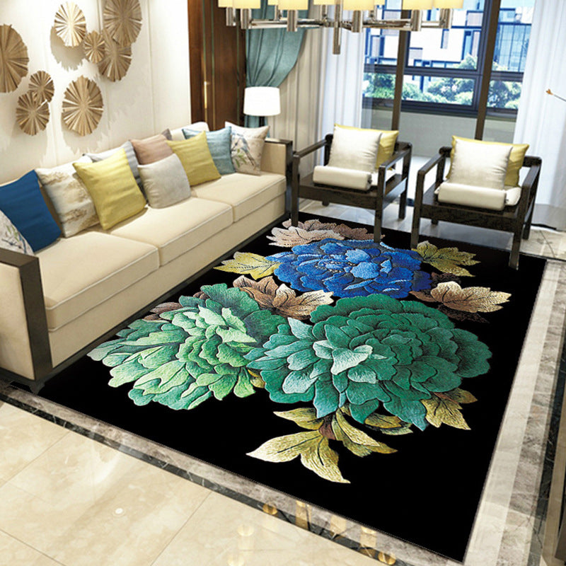 Rynx | Gorgeous Multi Colored Modern Rug Polyester Flower Blossom Rug Pet Friendly Anti-Slip Stain Resistant Carpet for Home