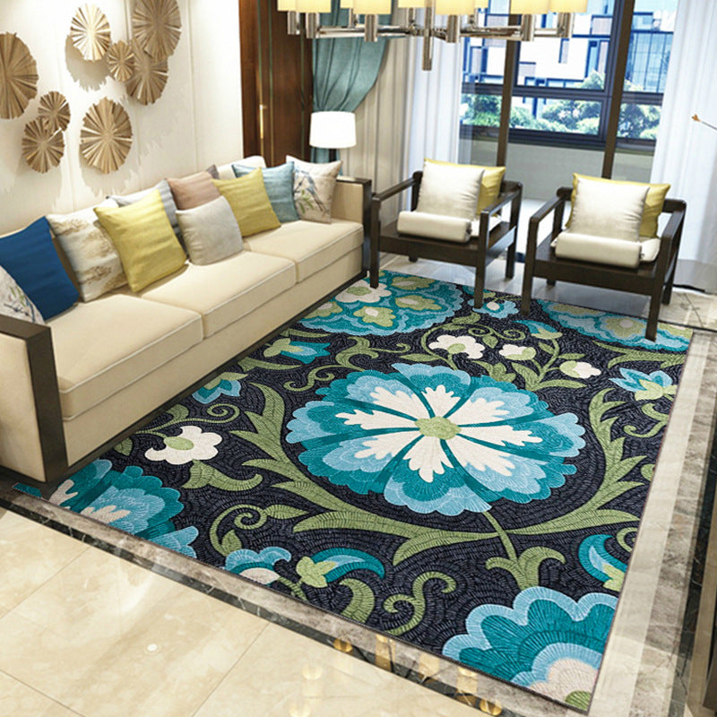 Rynx | Gorgeous Multi Colored Modern Rug Polyester Flower Blossom Rug Pet Friendly Anti-Slip Stain Resistant Carpet for Home